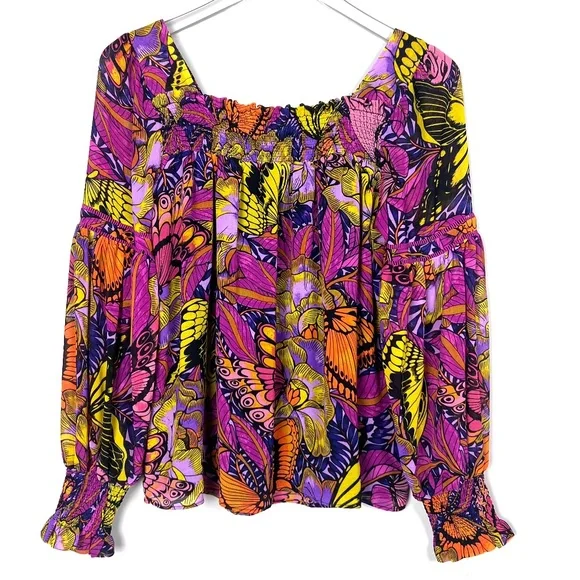 ANTHROPOLOGIE Alexandra Farmer Puff Sleeved Blouse Smocked Pullover‎ Top XS - Picture 13 of 13